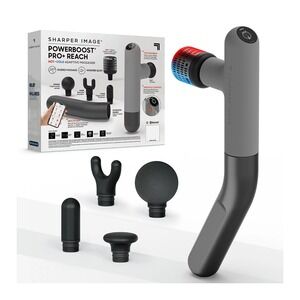 Sharper Image Powerboost Pro+ Reach Percussion Massager with 5 Attachments Grey